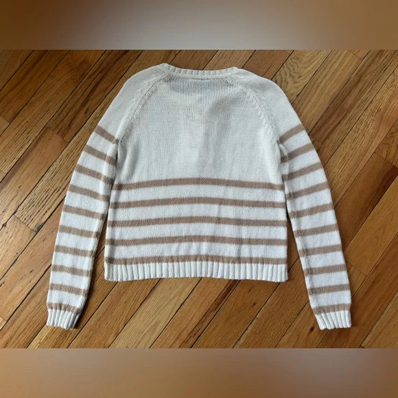 Wooden Ships Palmer Laced Sweater White/Tan Stripe Women’s Size S/M - Picture 7 of 11